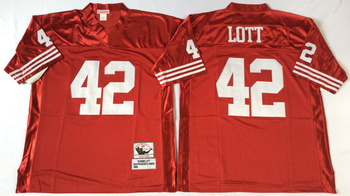 San Francisco 49ers #42 Red LOTT Mitchell & Ness Football Jersey Retro men women youth size S-6XL