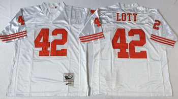 San Francisco 49ers #42 White LOTT Mitchell & Ness Football Jersey Retro men women youth size S-6XL