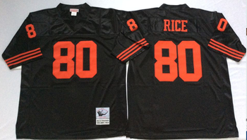 San Francisco 49ers #80 Black RICE Mitchell & Ness Football Jersey Retro men women youth size S-6XL
