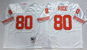 San Francisco 49ers #80 White RICE Mitchell & Ness Football Jersey Retro men women youth size S-6XL