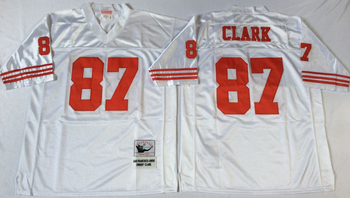 San Francisco 49ers #87 White CLARK Mitchell & Ness Football Jersey Retro men women youth size S-6XL