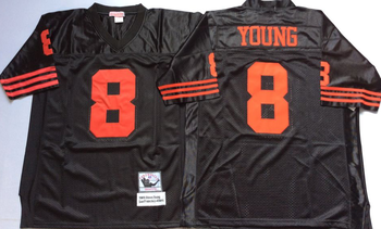 San Francisco 49ers Black #8 YOUNG Mitchell & Ness Football Jersey Retro men women youth size S-6XL
