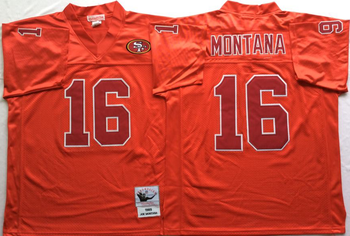 San Francisco 49ers Red #16 MONTANA Retro VERSION Mitchell & Ness Football Jersey Retro men women youth size S-6XL