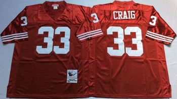San Francisco 49ers Red #33 CRAIG Mitchell & Ness Football Jersey Retro men women youth size S-6XL