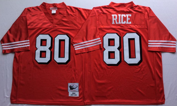 San Francisco 49ers Red 75TH #80 RICE Mitchell & Ness Football Jersey Retro men women youth size S-6XL