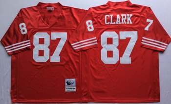 San Francisco 49ers Red #87 CLARK Mitchell & Ness Football Jersey Retro men women youth size S-6XL