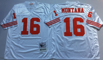 San Francisco 49ers White #16 MONTANA Mitchell & Ness Football Jersey Retro men women youth size S-6XL