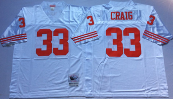 San Francisco 49ers White #33 CRAIG Mitchell & Ness Football Jersey Retro men women youth size S-6XL