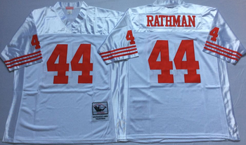 San Francisco 49ers White #44 RATHMAN Mitchell & Ness Football Jersey Retro men women youth size S-6XL