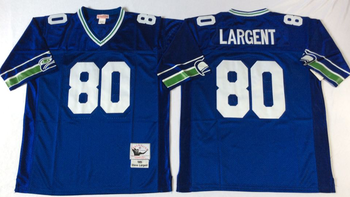 Seattle SEAHAWKS #80 Blue LARGENT Mitchell & Ness Football Jersey Retro men women youth size S-6XL