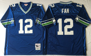 Seattle SEAHAWKS BLUE #12 FAN Mitchell & Ness Football Jersey Retro men women youth size S-6XL