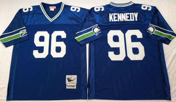 Seattle SEAHAWKS Blue #96 KENNEDY Mitchell & Ness Football Jersey Retro men women youth size S-6XL