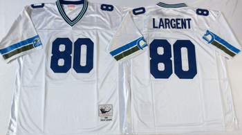 Seattle SEAHAWKS White #80 LARGENT Mitchell & Ness Football Jersey Retro men women youth size S-6XL