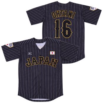 Shohei Ohtani #16 Samurai Black Baseball Jersey men women youth size S-6XL