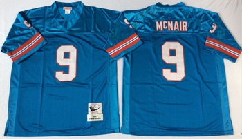 Tennessee Oilers #9 Blue MCNAIR Mitchell & Ness Football Jersey Retro men women youth size S-6XL