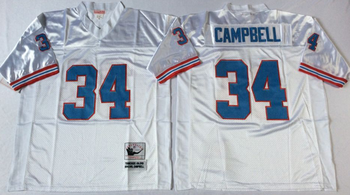 Tennessee Oilers White #34 CAMPBELL Mitchell & Ness Football Jersey Retro men women youth size S-6XL
