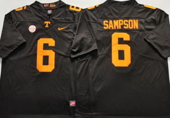 Tennessee Volunteers Black #6 SAMPSON Football Jersey MEN WOMEN YOUTH S-6XL SIZE