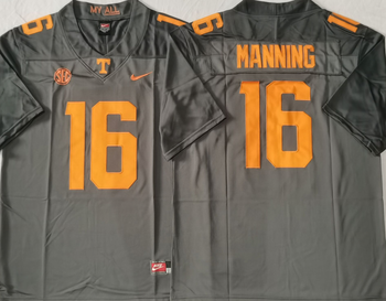 Tennessee Volunteers GRAY 16 MANNING Football Jersey MEN WOMEN YOUTH S-6XL SIZE
