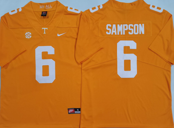 Tennessee Volunteers Orange #6 SAMPSON Football Jersey MEN WOMEN YOUTH S-6XL SIZE