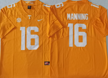 Tennessee Volunteers Orange 16 MANNING Football Jersey MEN WOMEN YOUTH S-6XL SIZE
