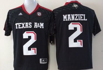 Texas A&M University #2 Johnny Manziel black Football Jersey MEN WOMEN YOUTH S-6XL SIZE