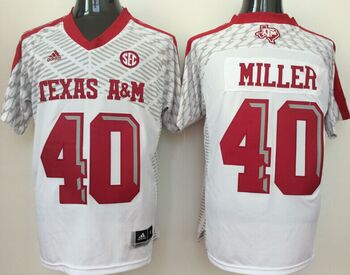 Texas A&M University #40 MILLER white Football Jersey MEN WOMEN YOUTH S-6XL SIZE
