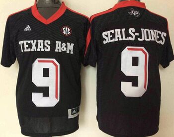 Texas A&M University #9 SEALS-JONES black Football Jersey MEN WOMEN YOUTH S-6XL SIZE