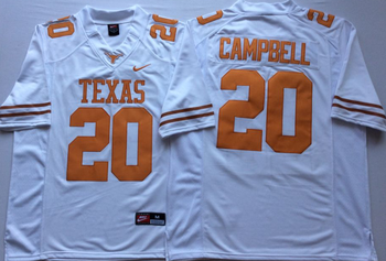 Texas Longhorns White 20 CAMPBELL Football Jersey MEN WOMEN YOUTH S-6XL SIZE