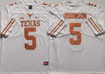 Texas Longhorns White 5 ROBINSON Football Jersey MEN WOMEN YOUTH S-6XL SIZE