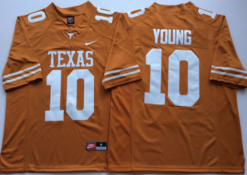 Texas Longhorns YELLOW 10 YOUNG Football Jersey MEN WOMEN YOUTH S-6XL SIZE