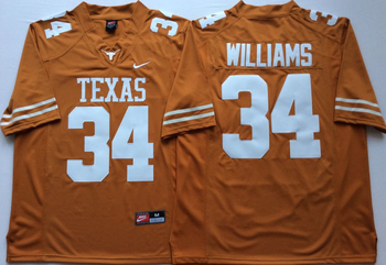 Texas Longhorns YELLOW 34 WILLIAMS Football Jersey MEN WOMEN YOUTH S-6XL SIZE