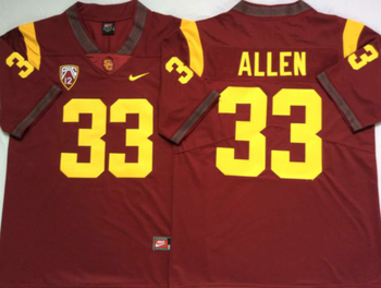 USC Trojans Red 33 ALLEN Football Jersey MEN WOMEN YOUTH S-6XL SIZE
