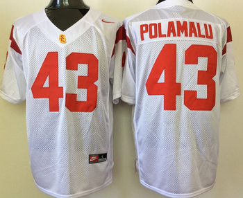 USC Trojans White #43 POLAMALU Football Jersey MEN WOMEN YOUTH S-6XL SIZE
