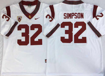 USC Trojans White 32 SIMPSON Football Jersey MEN WOMEN YOUTH S-6XL SIZE