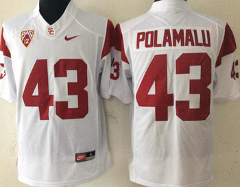 USC Trojans White 43 POLAMALU Football Jersey MEN WOMEN YOUTH S-6XL SIZE