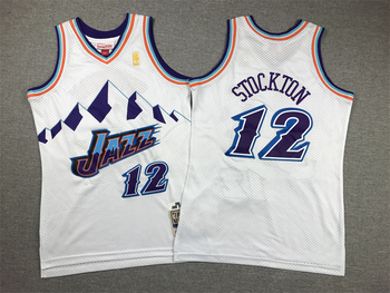 Utah Jazz John Stockton  White  Mitchell & Ness 1996-97 Hardwood Classic Swingman Jersey MEN WOMEN YOUTH S-6XL SIZE