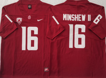 WASHINGTON STATE COUGARS Red 16 MINSHEW II Football Jersey MEN WOMEN YOUTH S-6XL SIZE