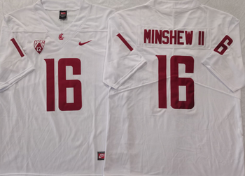 WASHINGTON STATE COUGARS White 16 MINSHEW II Football Jersey MEN WOMEN YOUTH S-6XL SIZE