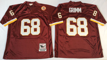 Washington Redskins #68 Red GRIMM Mitchell & Ness Football Jersey Retro men women youth size S-6XL