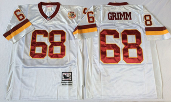 Washington Redskins #68 White GRIMM Mitchell & Ness Football Jersey Retro men women youth size S-6XL