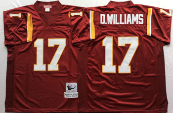 Washington Redskins Red #17 D.WILLIAMS Mitchell & Ness Football Jersey Retro men women youth size S-6XL