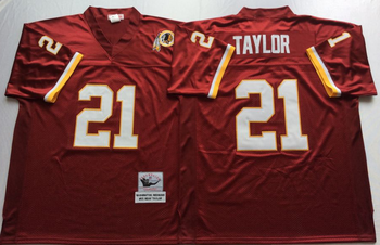 Washington Redskins Red #21 TAYLOR Mitchell & Ness Football Jersey Retro men women youth size S-6XL