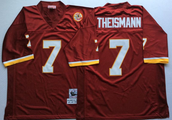 Washington Redskins Red #7 THEISMANN Mitchell & Ness Football Jersey Retro men women youth size S-6XL