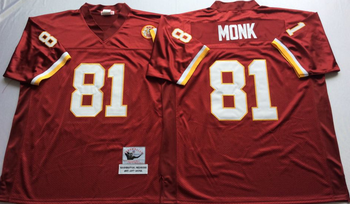 Washington Redskins Red #81 MONK Mitchell & Ness Football Jersey Retro men women youth size S-6XL