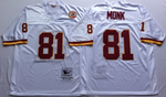 Washington Redskins White #81 MONK Mitchell & Ness Football Jersey Retro men women youth size S-6XL
