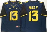 West Virginia Mountaineers Blue 13 SILLS V Football Jersey MEN WOMEN YOUTH S-6XL SIZE