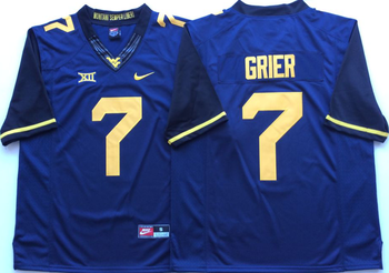 West Virginia Mountaineers Blue 7 GRIER Football Jersey MEN WOMEN YOUTH S-6XL SIZE