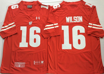 Wisconsin Badgers Red 16 WILSON Football Jersey MEN WOMEN YOUTH S-6XL SIZE