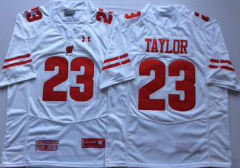 Wisconsin Badgers White 23 TAYLOR Football Jersey MEN WOMEN YOUTH S-6XL SIZE