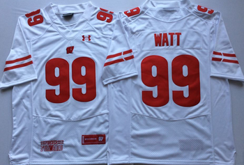 Wisconsin Badgers White 99 WATT Football Jersey MEN WOMEN YOUTH S-6XL SIZE